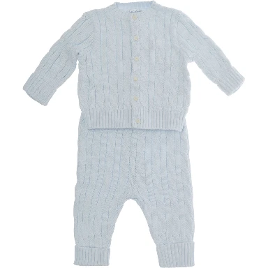 Sweater and pants set with contrast details and cotton, light blue, boy