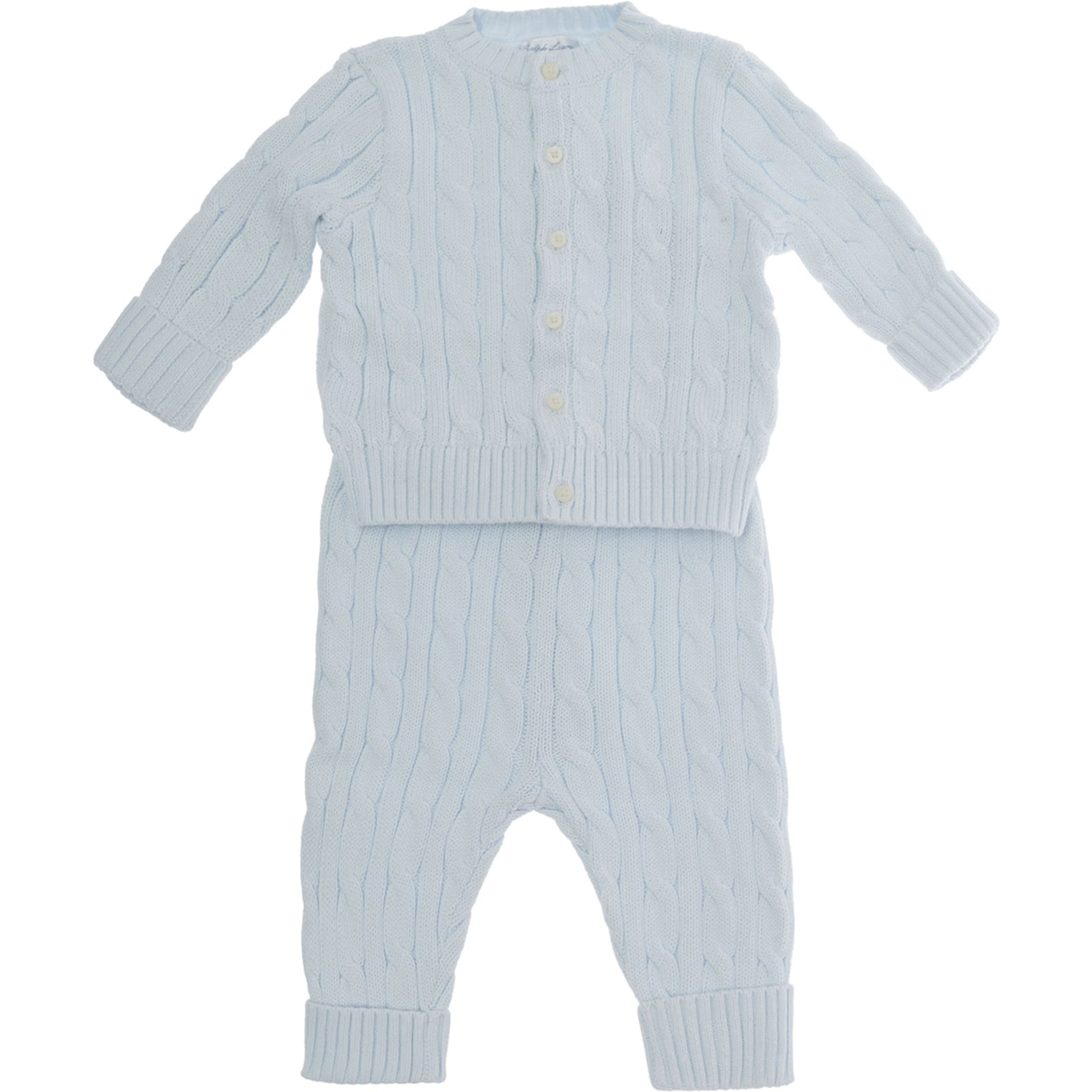 Sweater and pants set with contrast details and cotton, light blue, boy