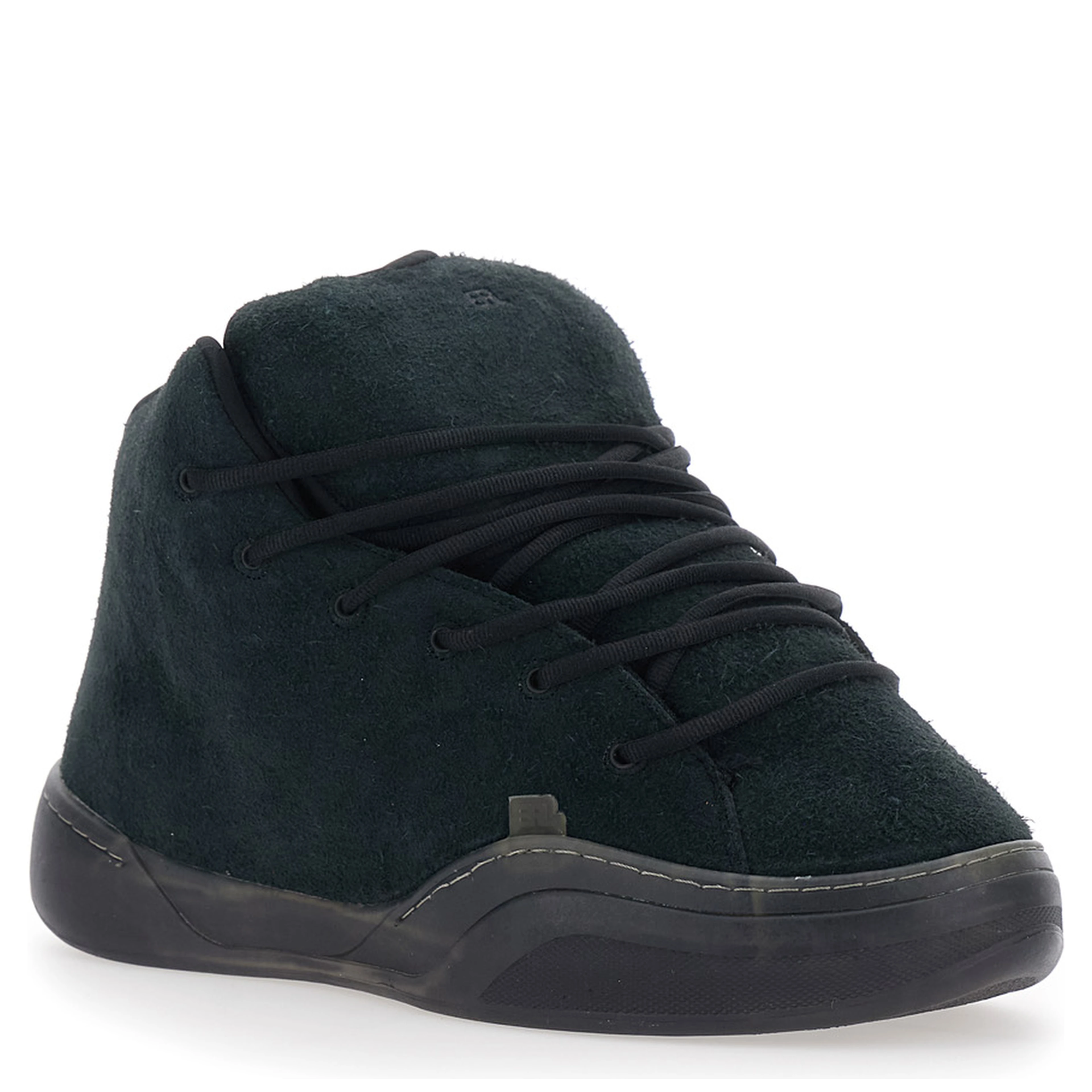Mid Vamp Black sneakers with front laces in suede for men