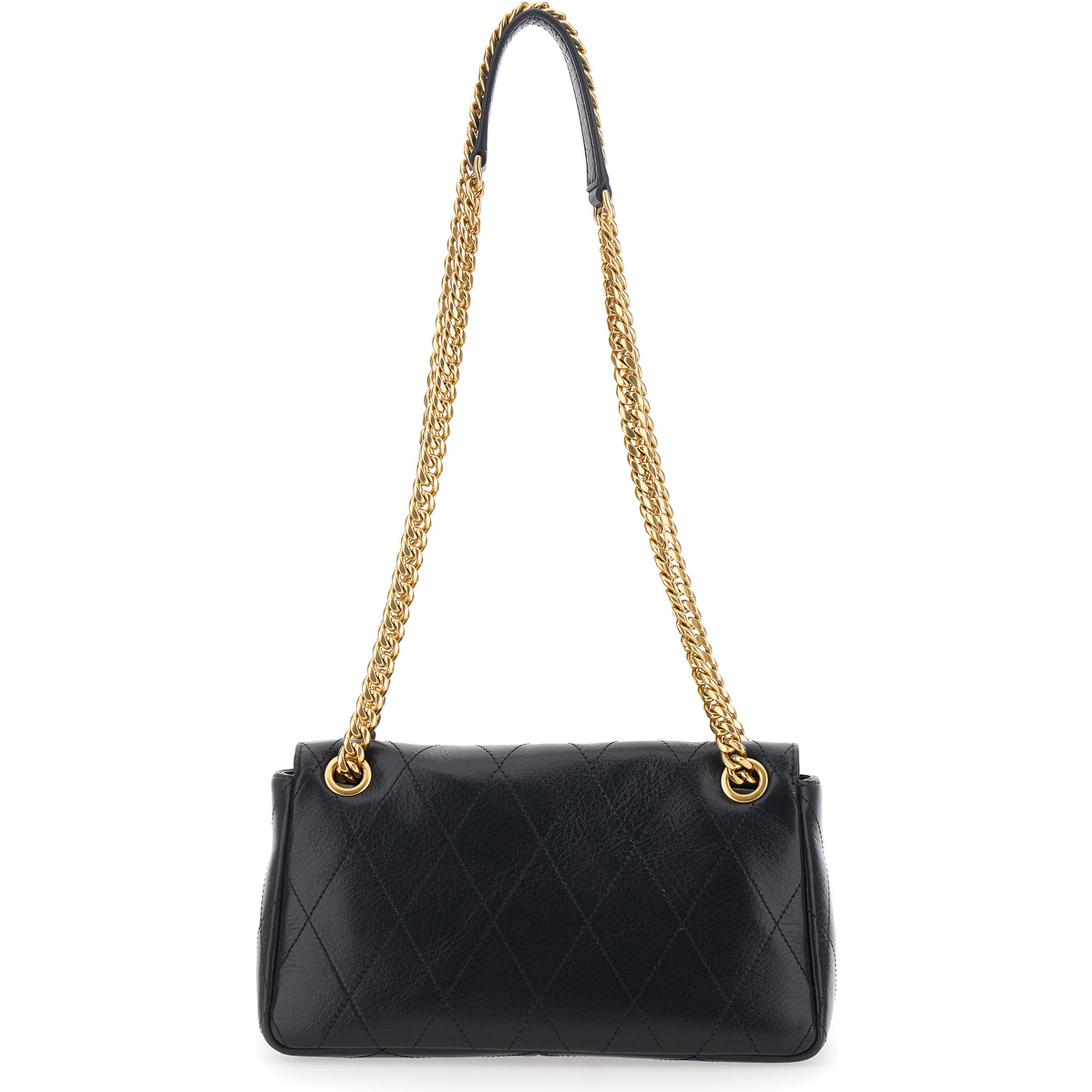 CHARLIE SMALL QUILTED BAG with quilted design and zip closure in Black Cow Leather for Women