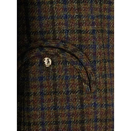 Amandira Brown Single-breasted Jacket with Notched revers and check Motif all-over in wool for women