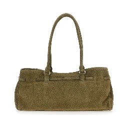 Grandma Used green Shoulder bag with adjustable strap on the front in suede for women
