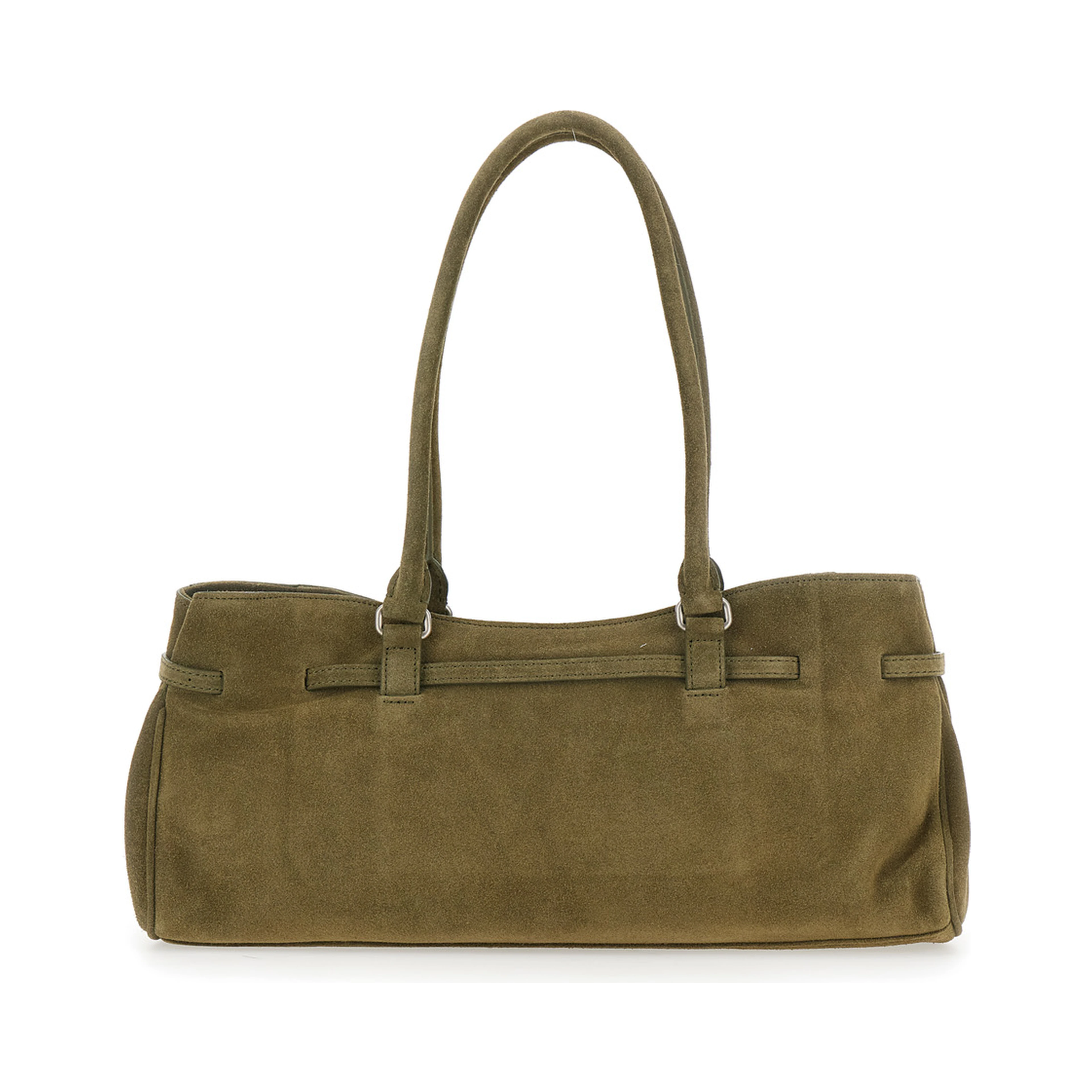 Grandma Used green Shoulder bag with adjustable strap on the front in suede for women