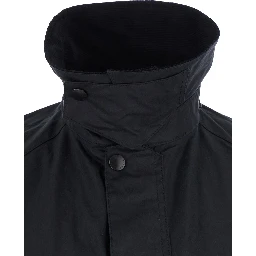 Ashby blue Jacket with classic collar and side pockets in waxed cotton for men