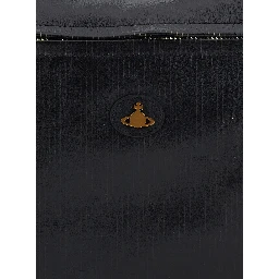 Dolce Large black Crossbody bag with metallic logo on the front in textured leather for women