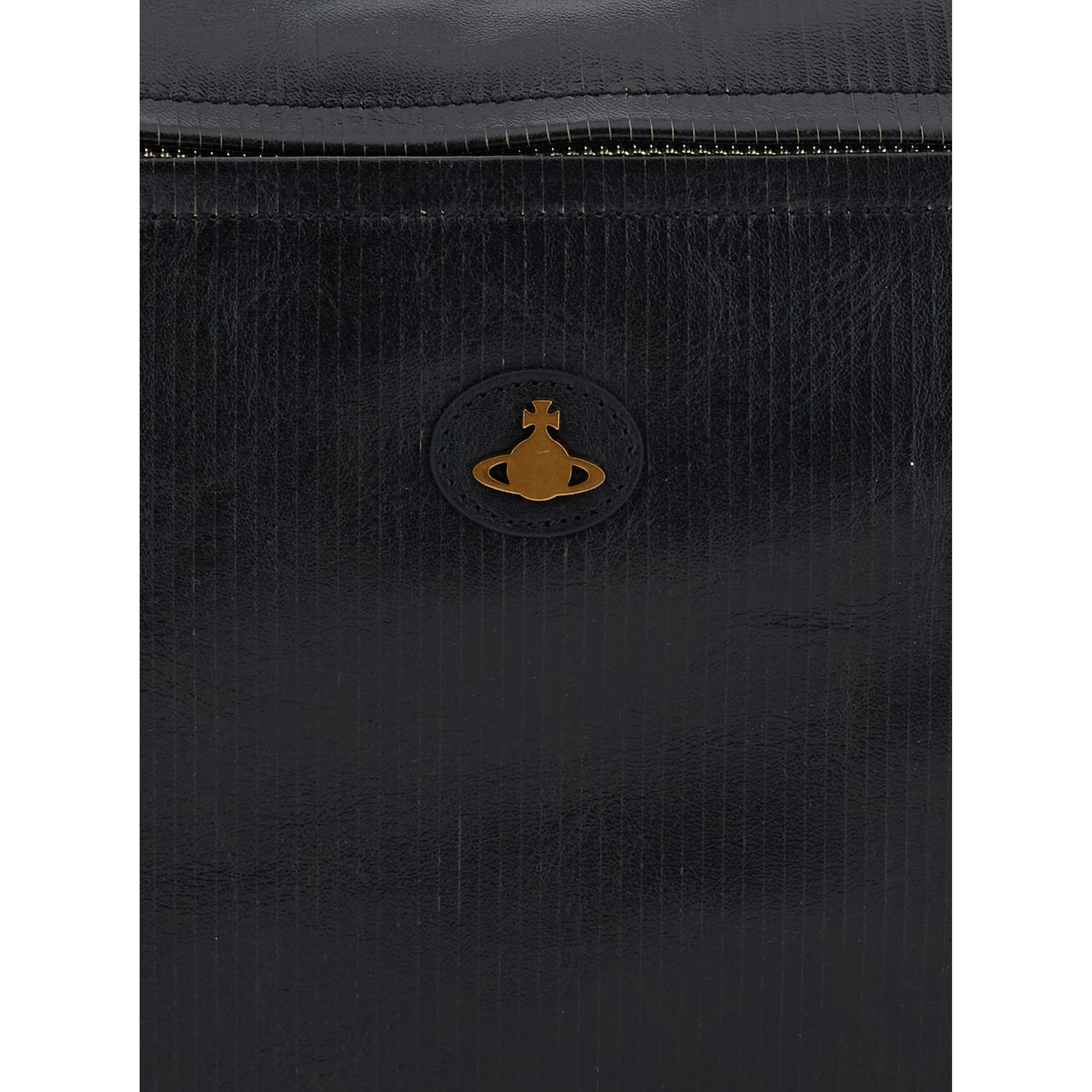 Dolce Large black Crossbody bag with metallic logo on the front in textured leather for women