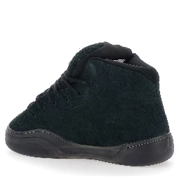 Mid Vamp Black sneakers with front laces in suede for men