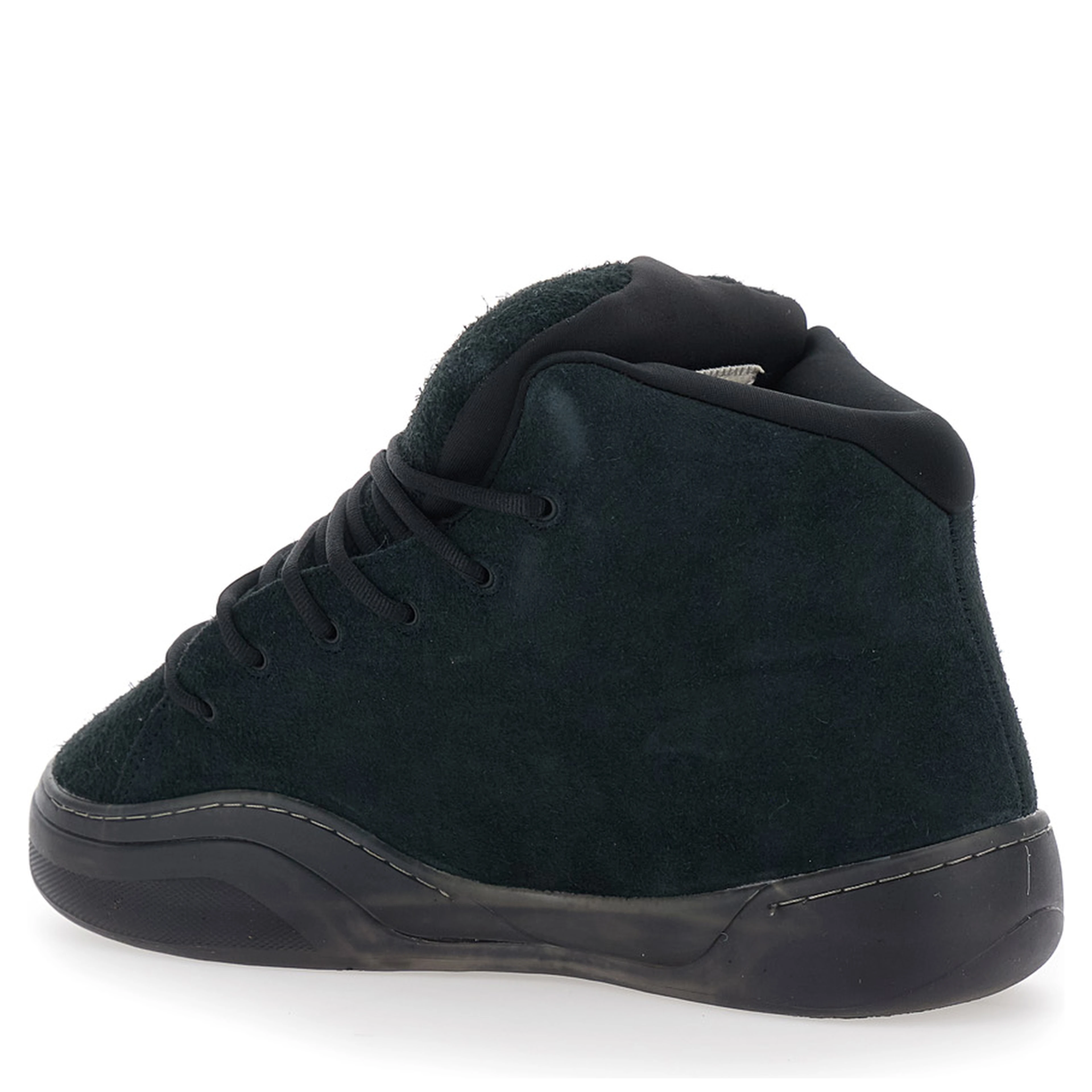 Mid Vamp Black sneakers with front laces in suede for men