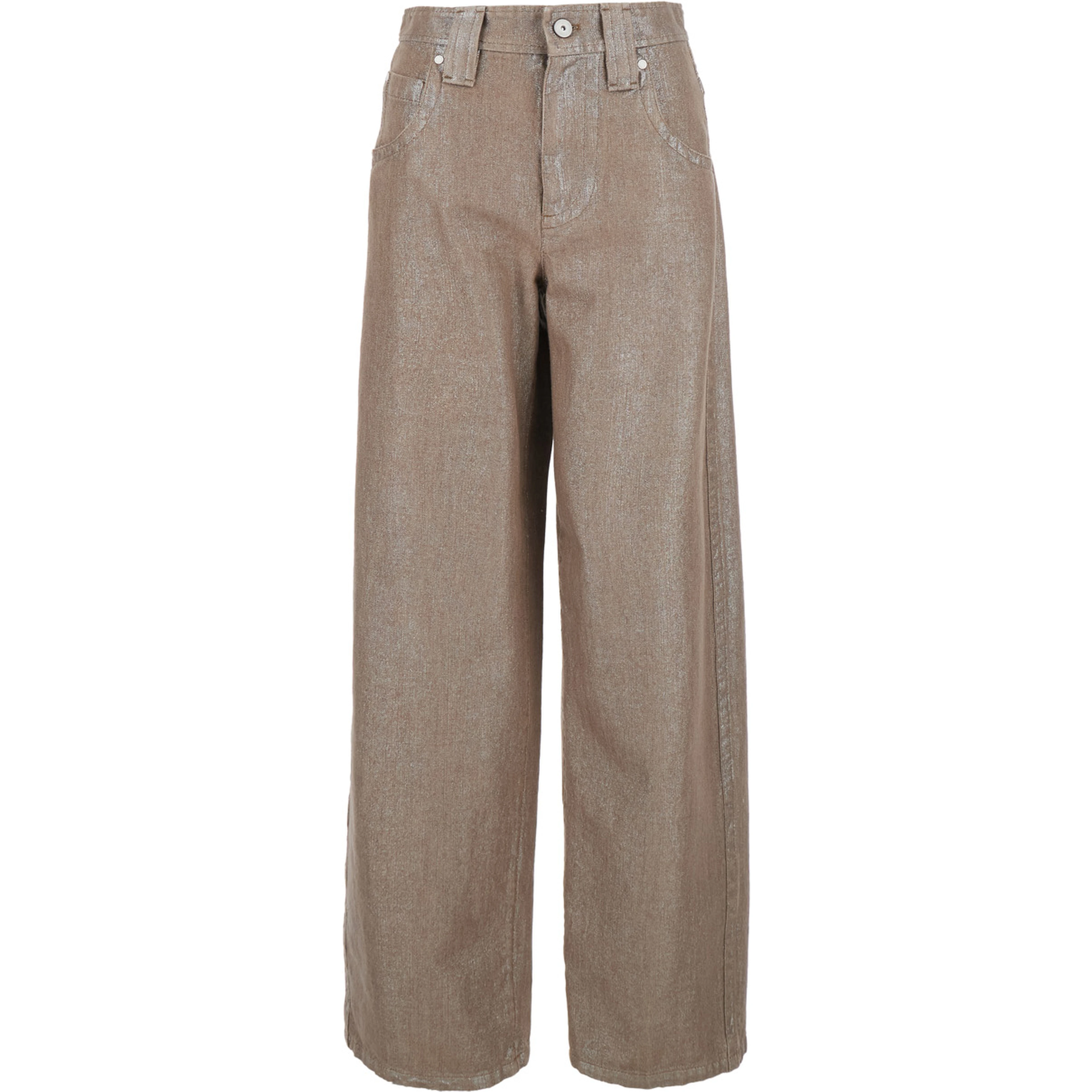 Beige jeans with faded effect and logo patch on the back in denim for women