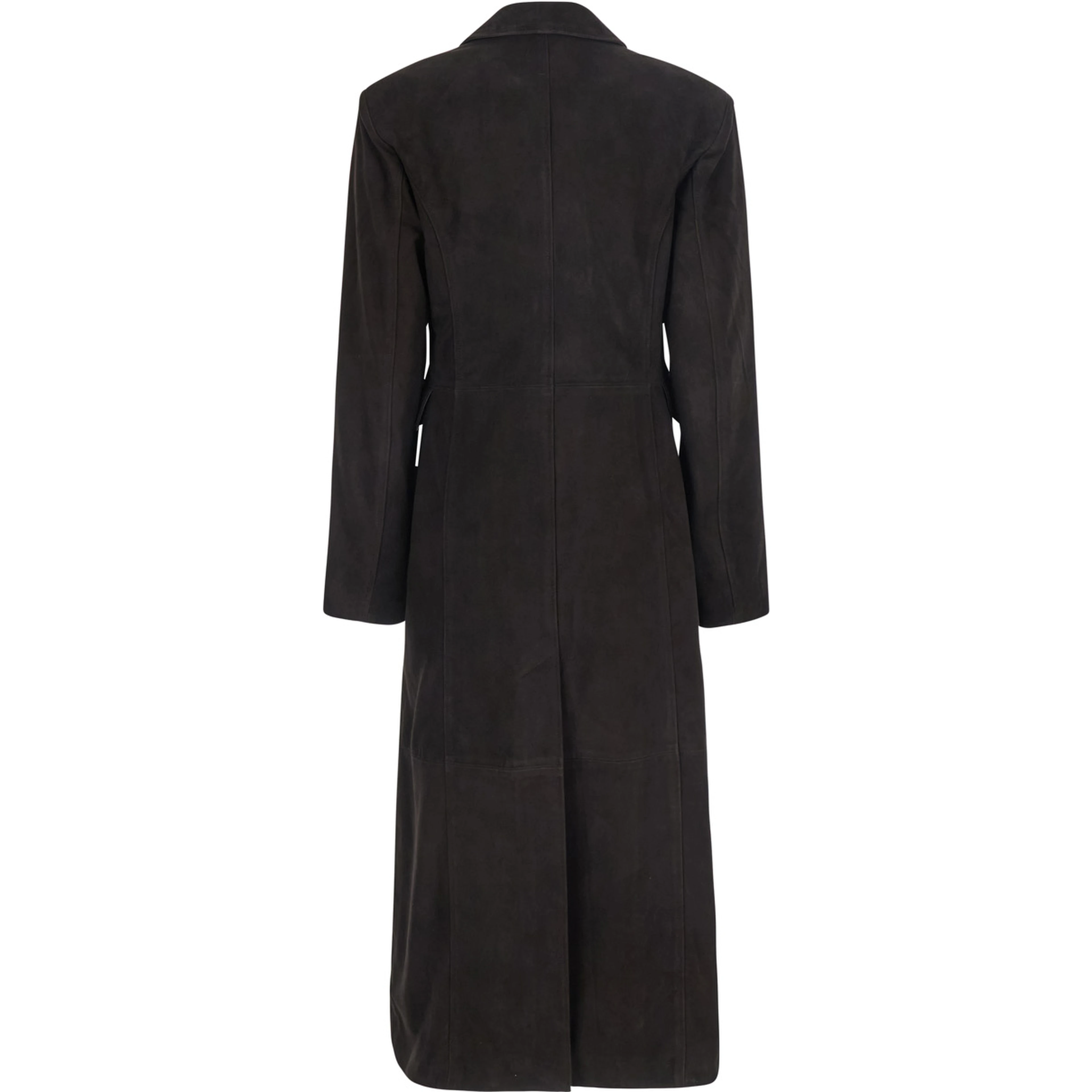 brown Double-breasted coat with wide lapels in suede woman