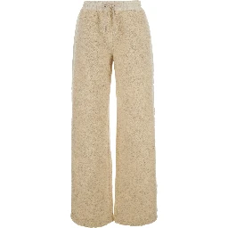 Beige Pants with elastic waistband and drawstring and logo patch on the back in Tech Fabric women