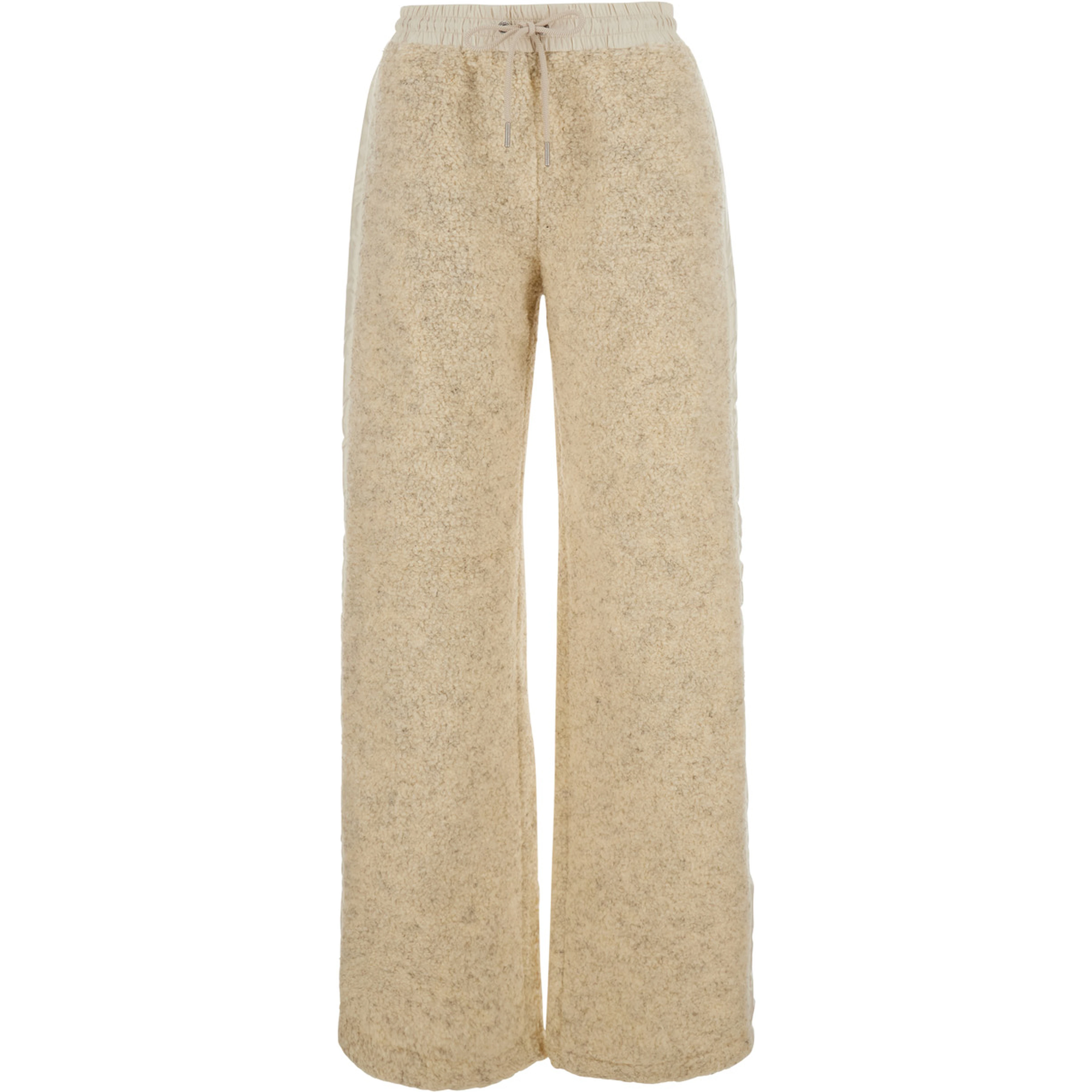 Beige Pants with elastic waistband and drawstring and logo patch on the back in Tech Fabric women