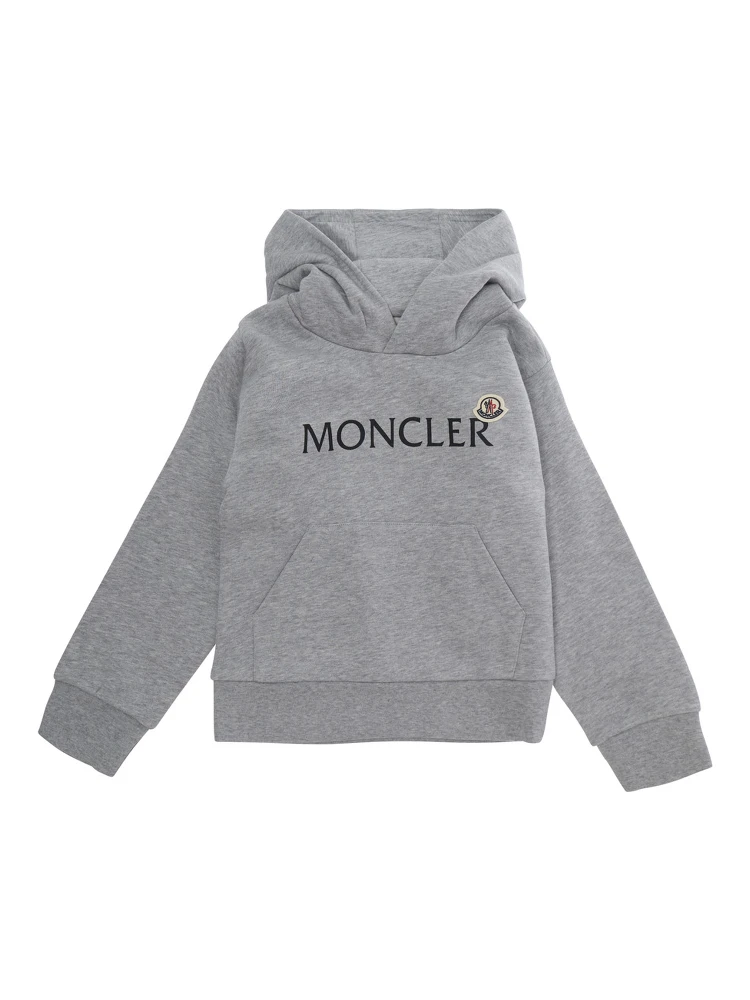 Grey Hooded sweatshirt with logo lettering on the front in cotton Boy