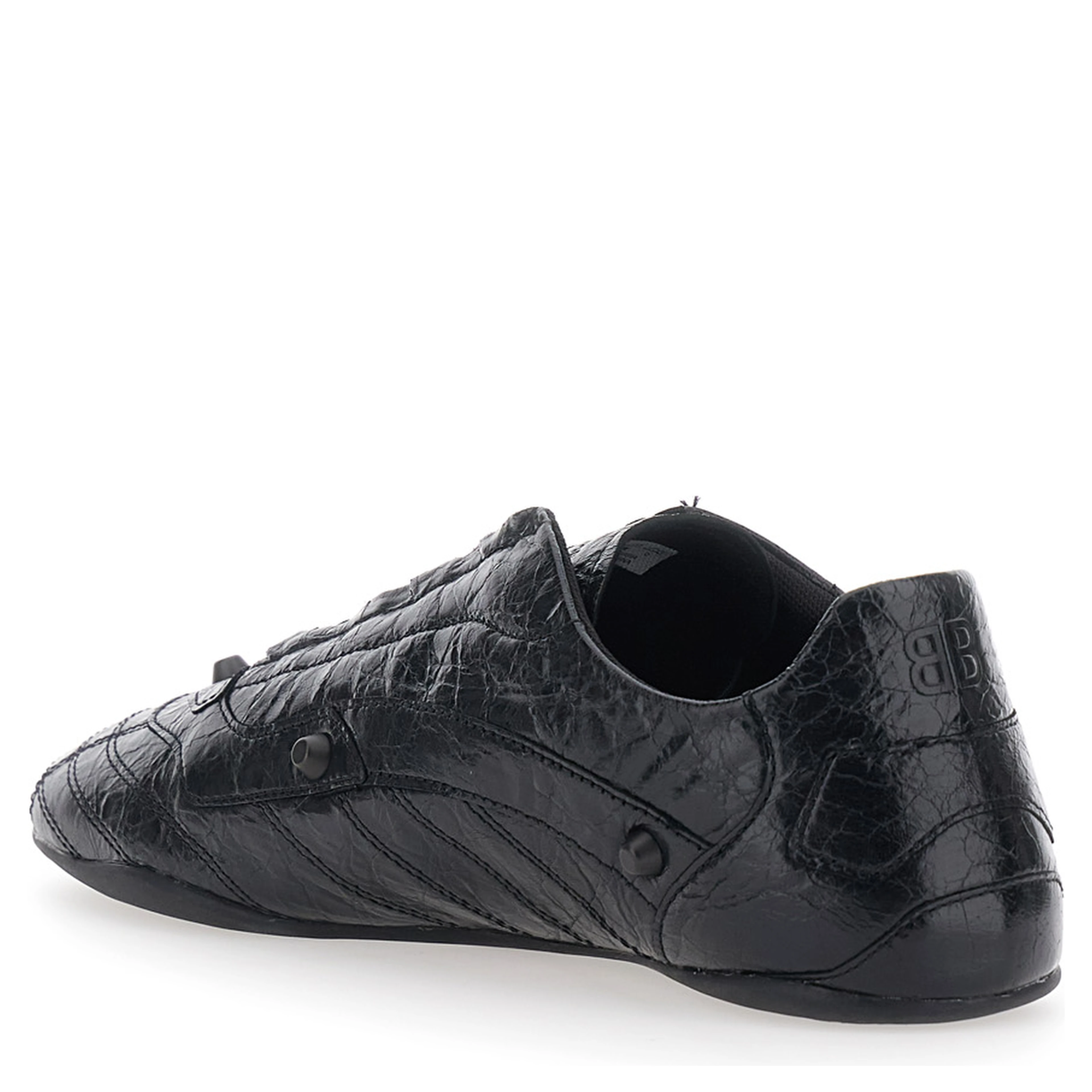 City black Sneakers with all-over applied studs in leather for men