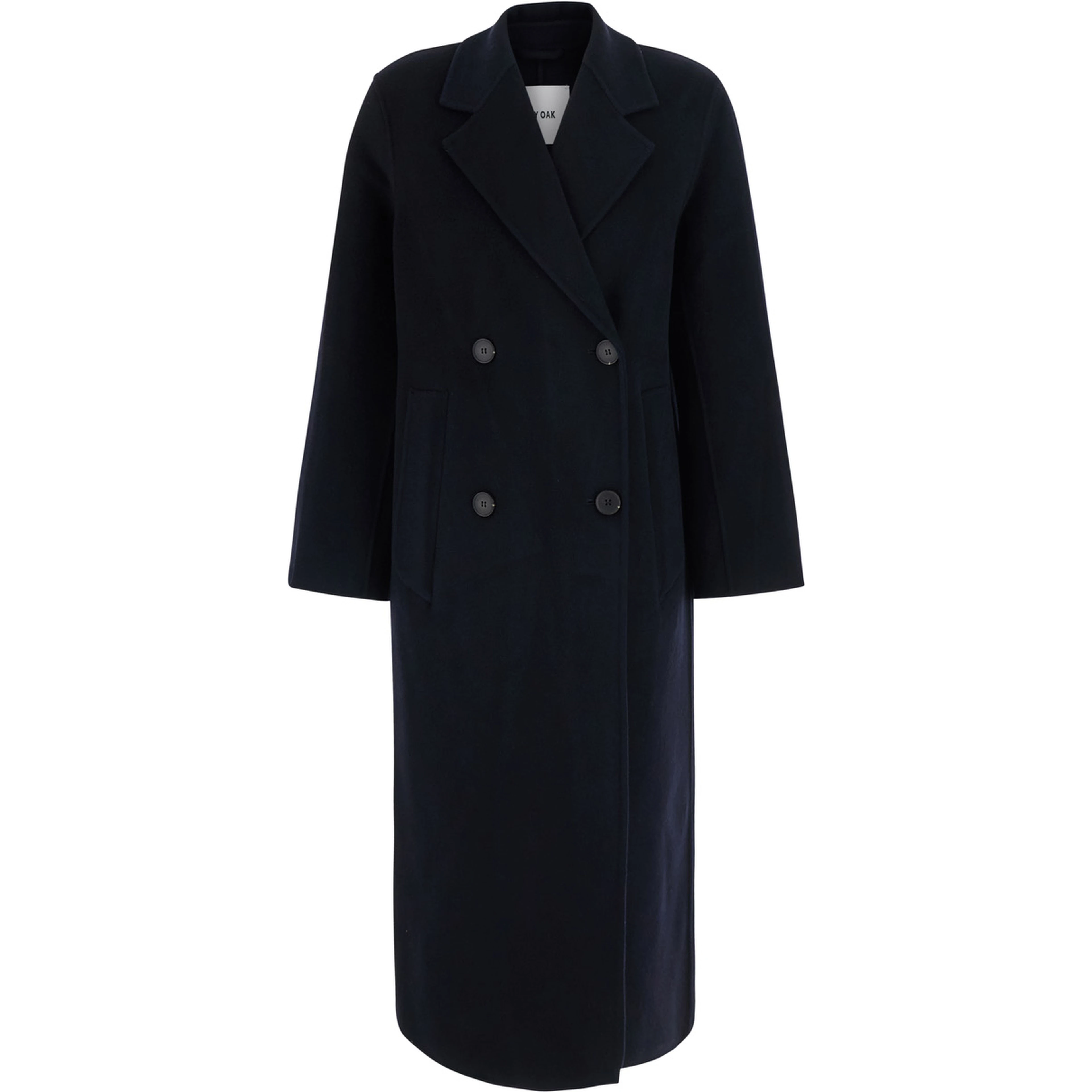 Clara Blue Double-breasted coat with Notched revers and long sleeves in Wool Woman