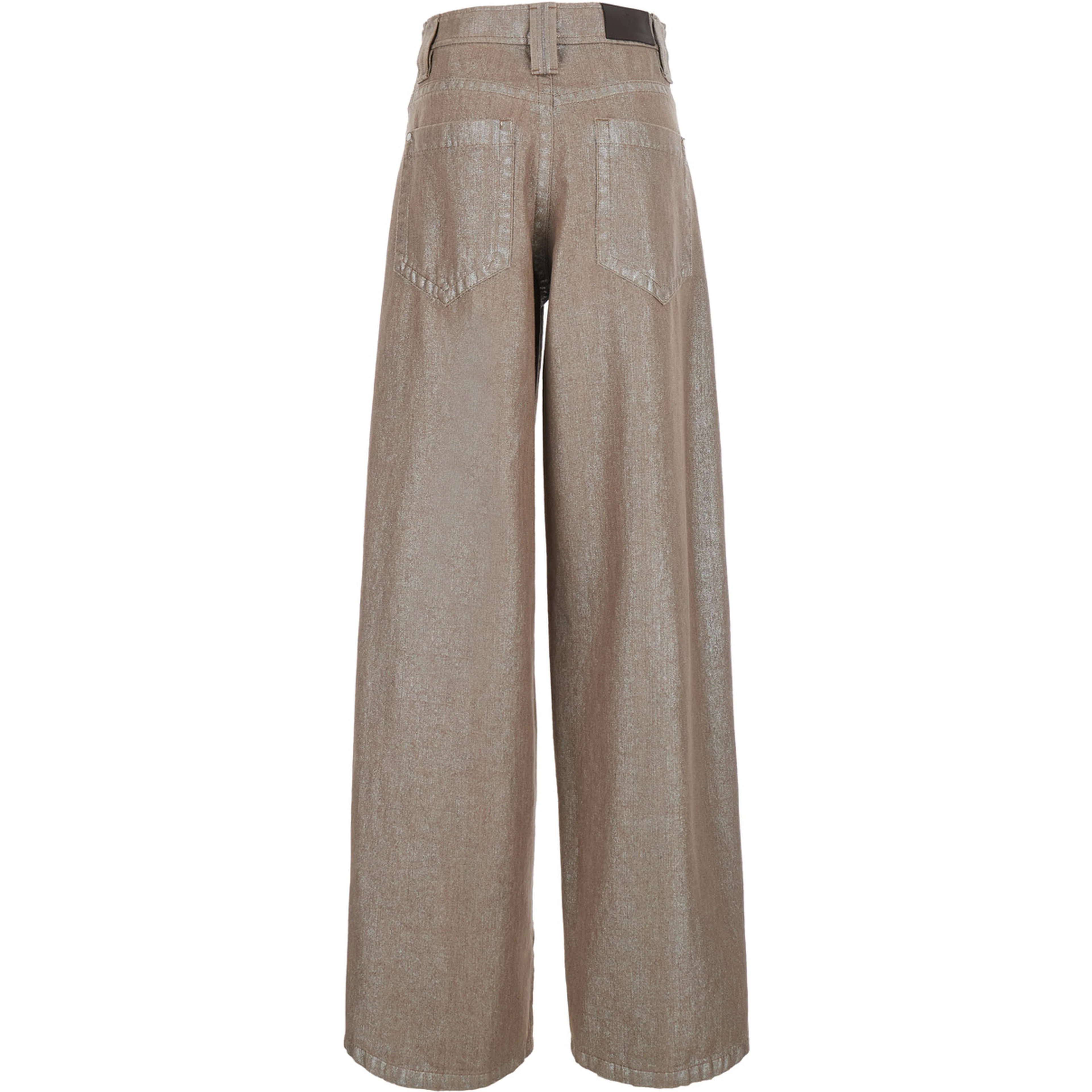 Beige jeans with faded effect and logo patch on the back in denim for women