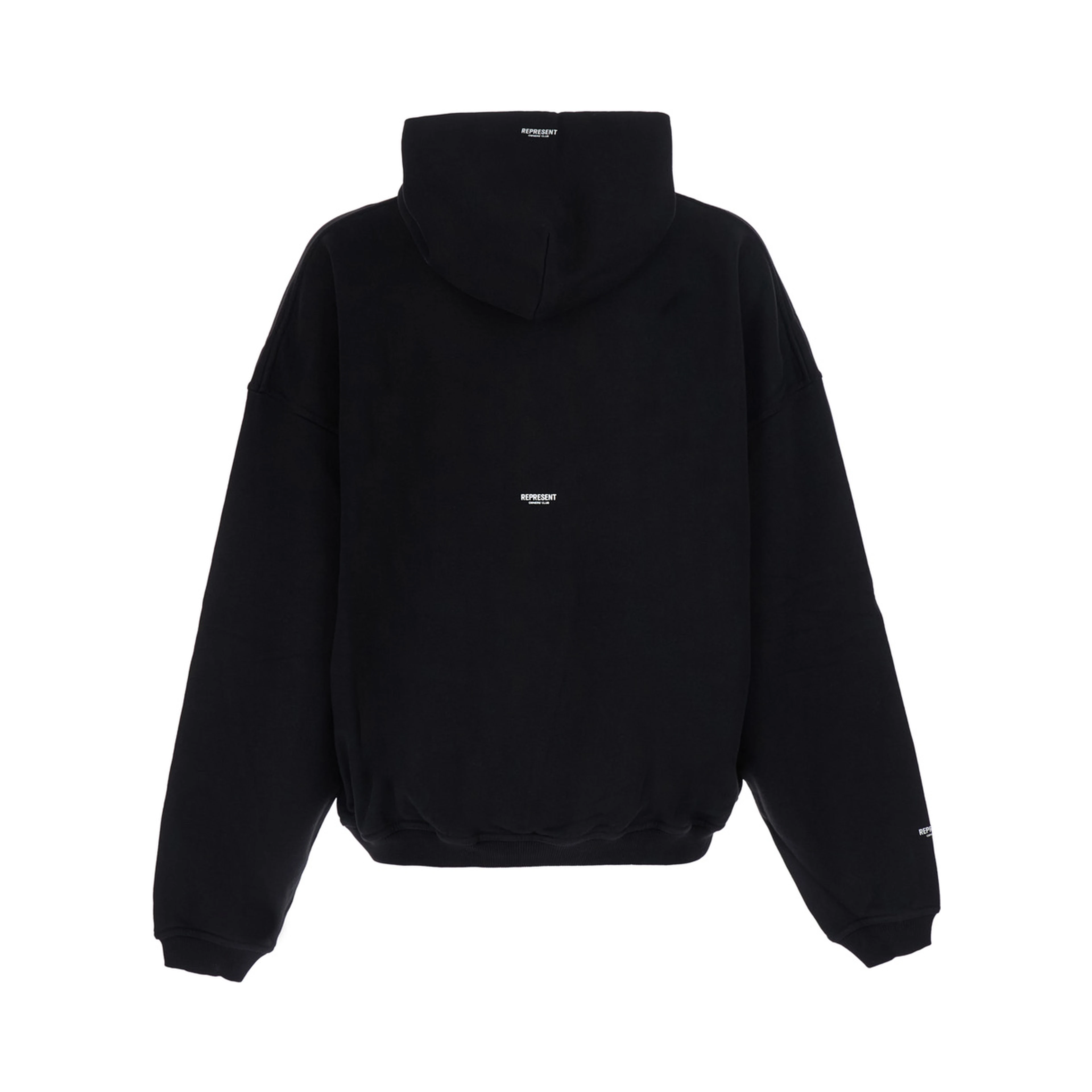 black Hoodie with logo details on front and back in cotton for men