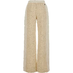 Beige Pants with elastic waistband and drawstring and logo patch on the back in Tech Fabric women