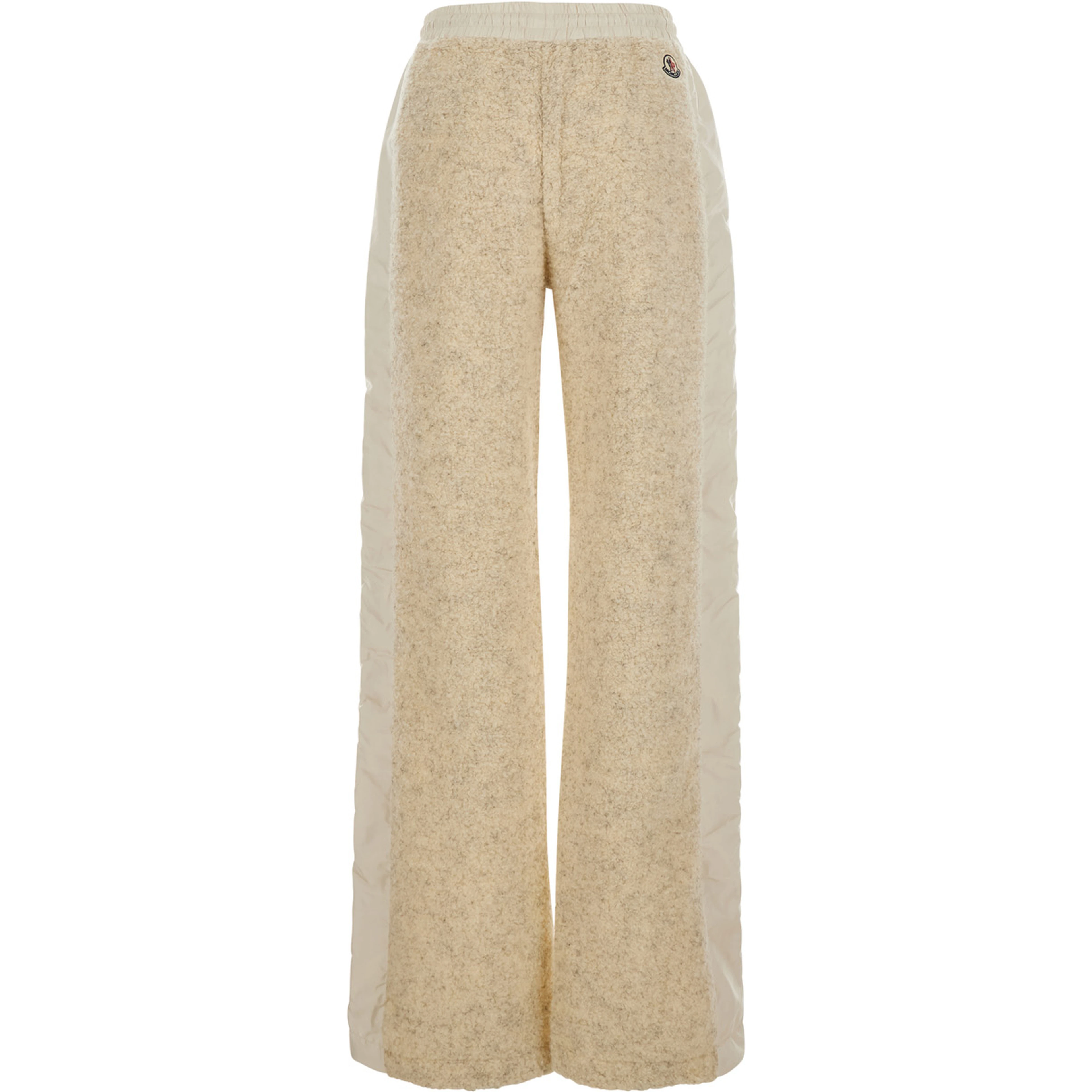 Beige Pants with elastic waistband and drawstring and logo patch on the back in Tech Fabric women