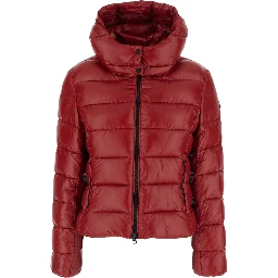 Cosmary red Down jacket with hood and logo patch on the sleeve in Tech Fabric women