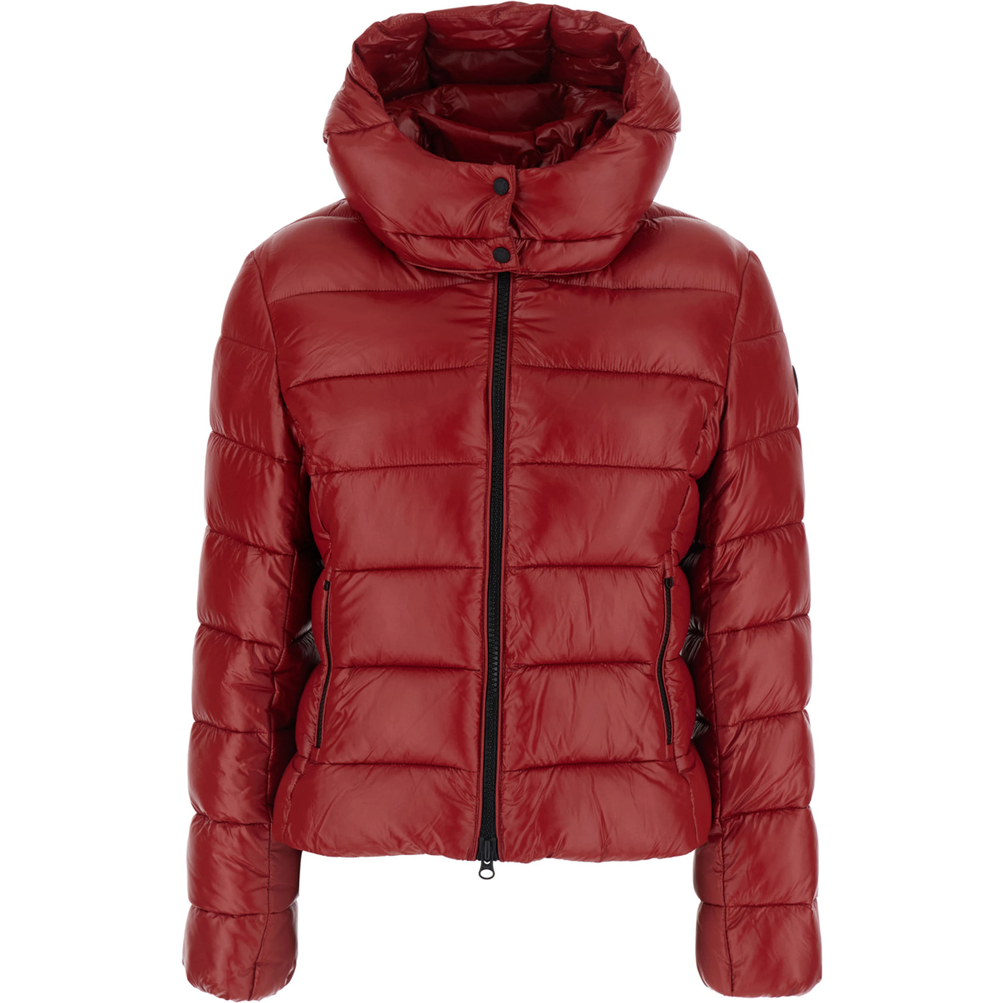 Cosmary red Down jacket with hood and logo patch on the sleeve in Tech Fabric women