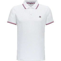 White Polo Shirt with Classic Collar and Logo Embroidery on the Front in Cotton Man
