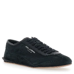 Gimondi Plus Black Sneakers with logo patch on the side in suede for men