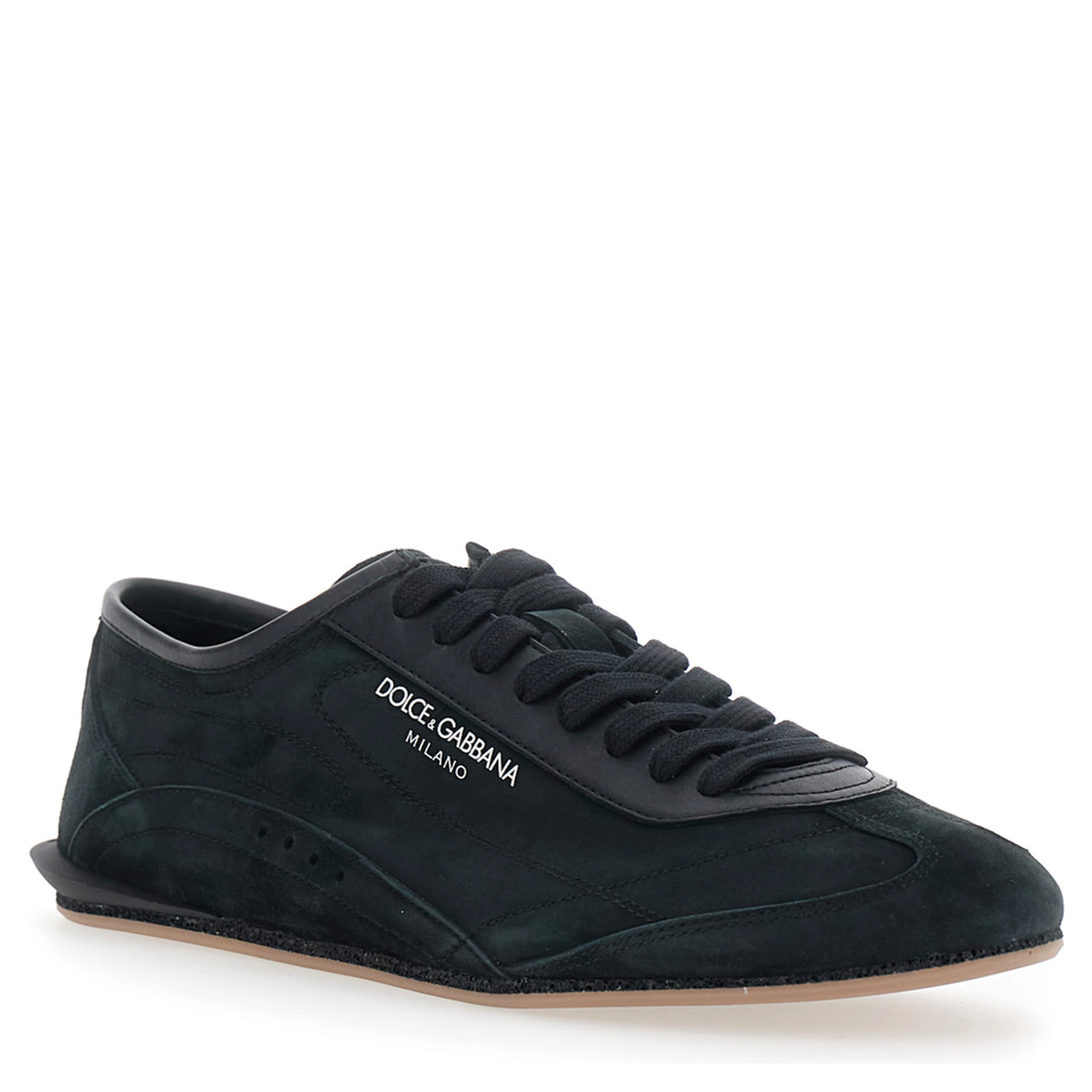 Gimondi Plus Black Sneakers with logo patch on the side in suede for men