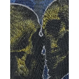 Romance Black Crew Neck T-shirt with Maxi Print on Front and Back and Faded Design in Cotton for Men