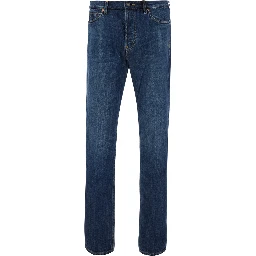 Blue Jeans with logo embroidery on the front and logo patch on the back in denim for men