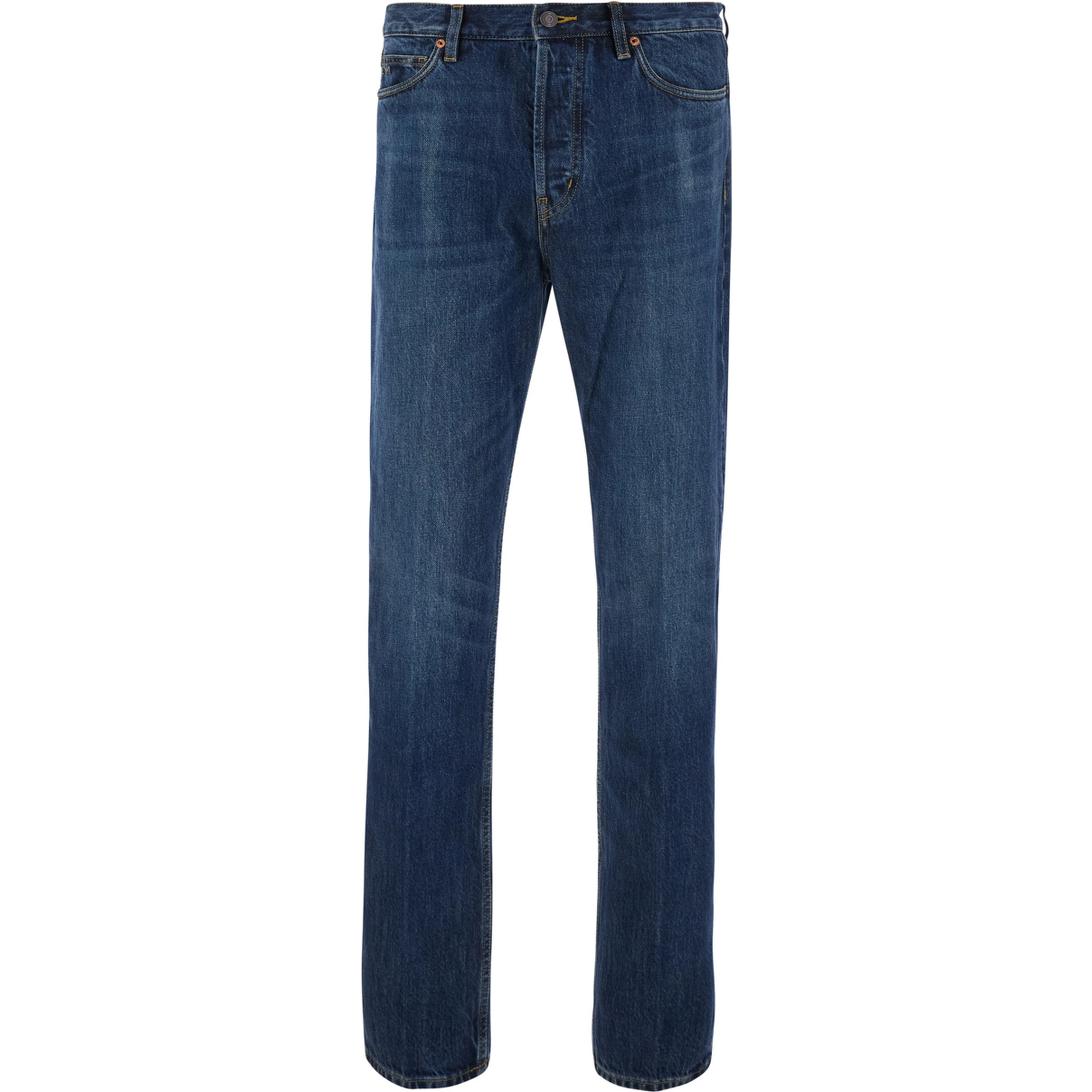 Blue Jeans with logo embroidery on the front and logo patch on the back in denim for men