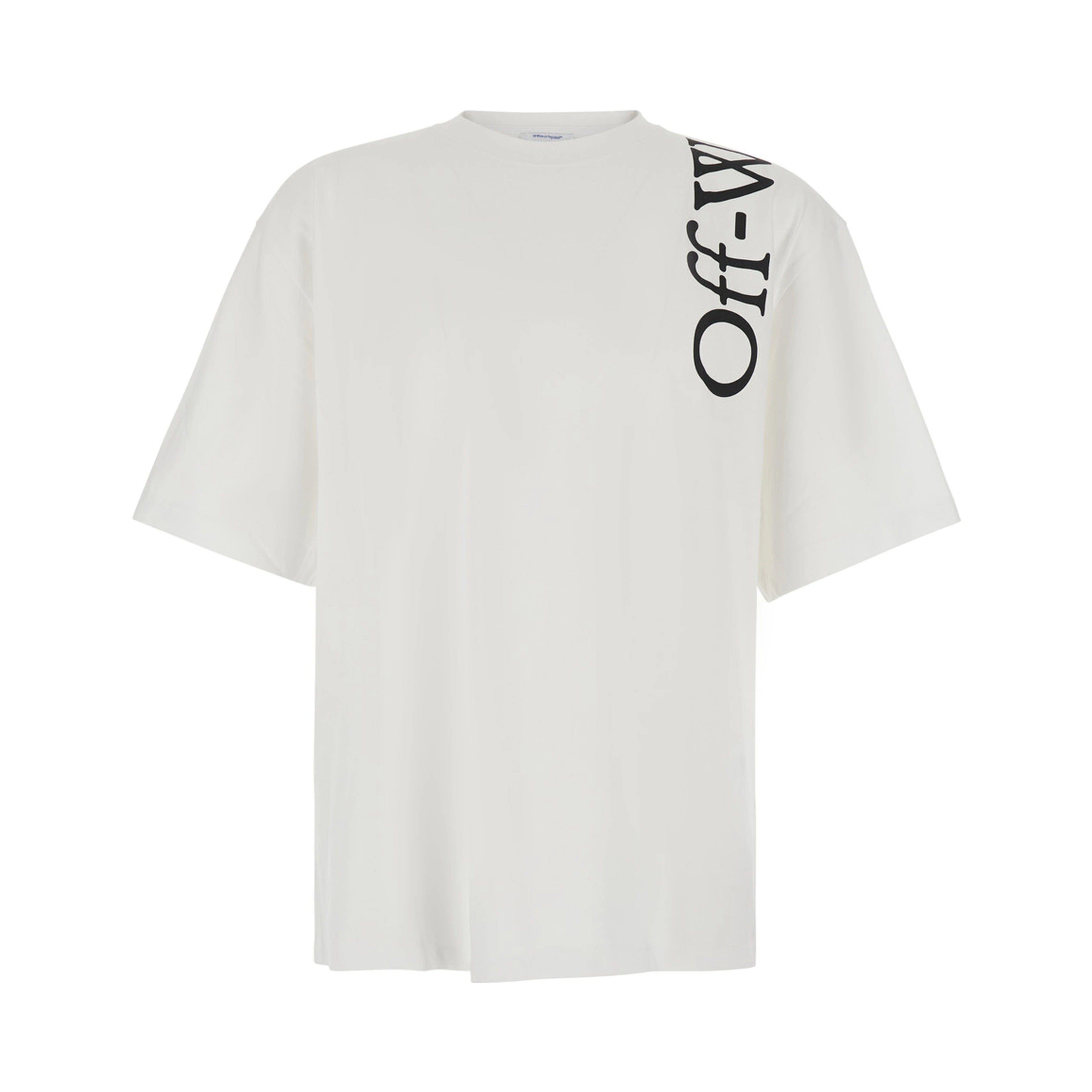 White Crew Neck T-Shirt with Logo lettering in Cotton Men