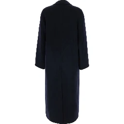 Clara Blue Double-breasted coat with Notched revers and long sleeves in Wool Woman