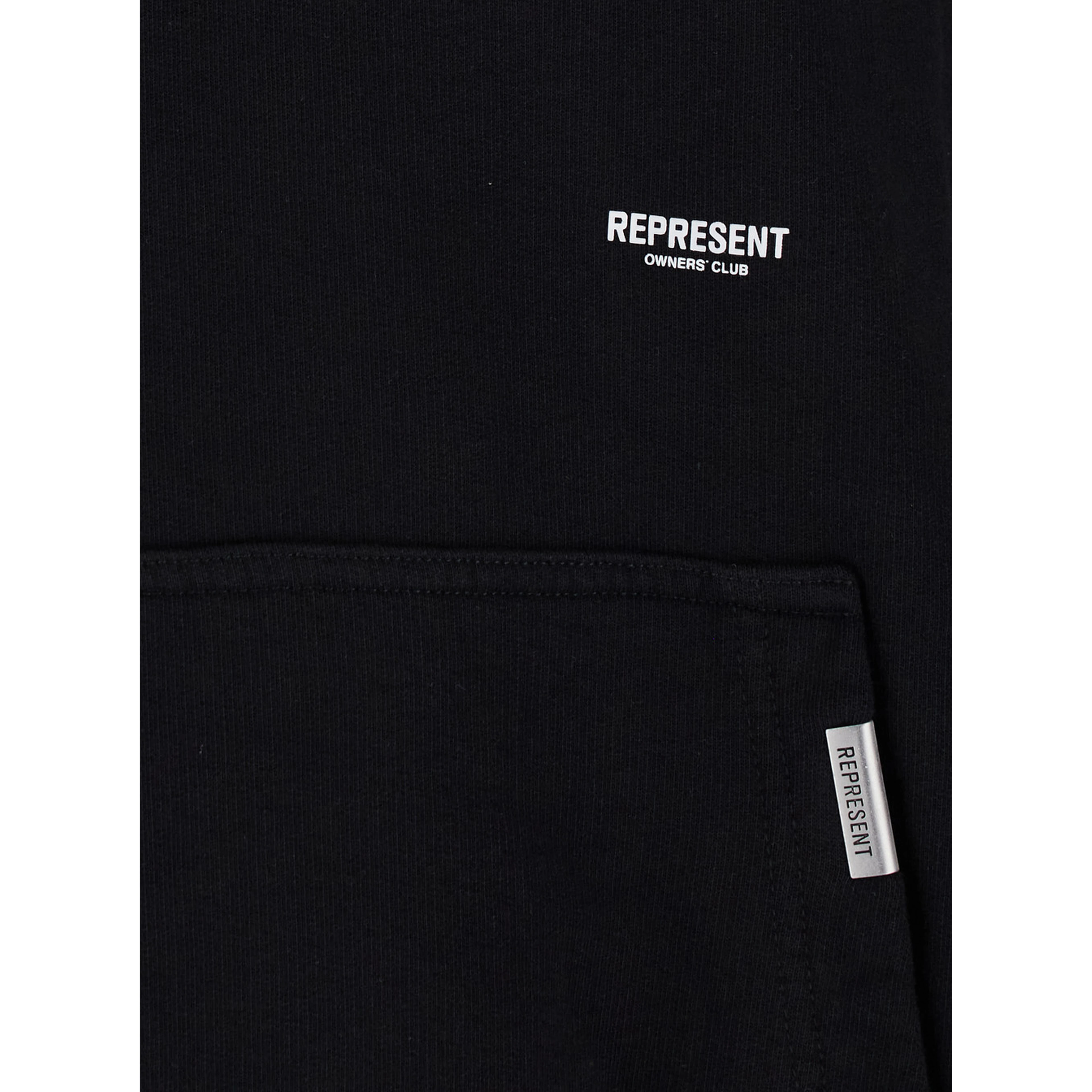 black Hoodie with logo details on front and back in cotton for men