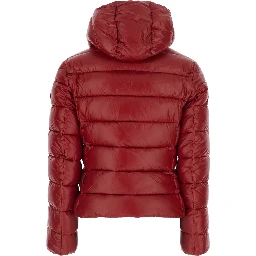 Cosmary red Down jacket with hood and logo patch on the sleeve in Tech Fabric women