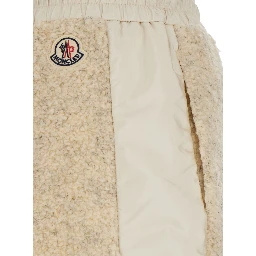 Beige Pants with elastic waistband and drawstring and logo patch on the back in Tech Fabric women