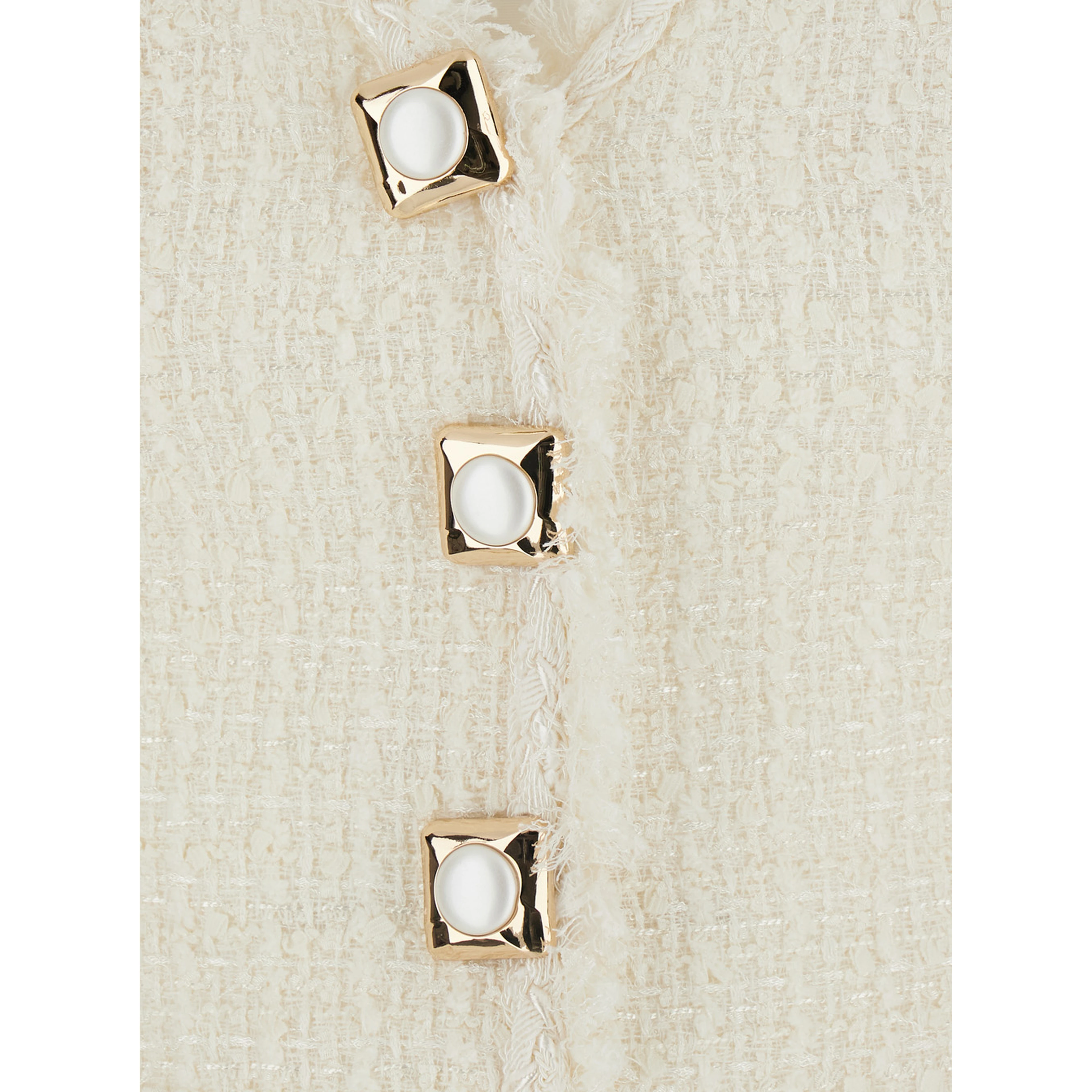 White Sleeveless Mini Dress with V-neck and Jewel Buttons in Tech Fabric for Women