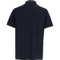 Blue Polo Shirt with Collar and Short Sleeves in Cotton for Men