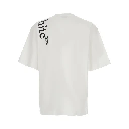 White Crew Neck T-Shirt with Logo lettering in Cotton Men