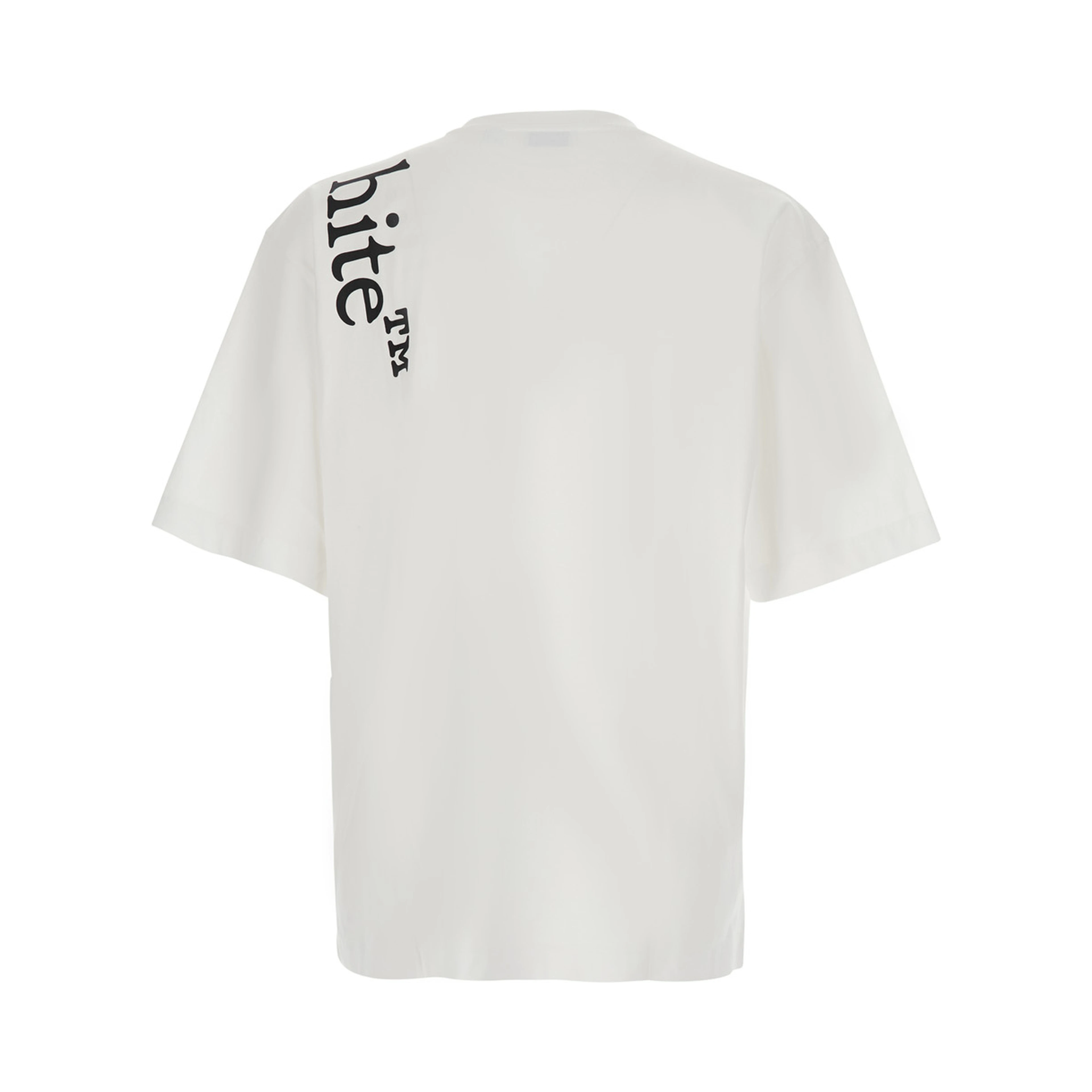 White Crew Neck T-Shirt with Logo lettering in Cotton Men