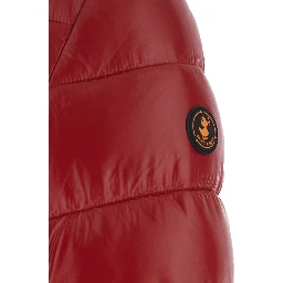 Cosmary red Down jacket with hood and logo patch on the sleeve in Tech Fabric women