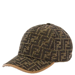 Baseball Hat with FF All-Over Motif in Cotton Blend Brown Men