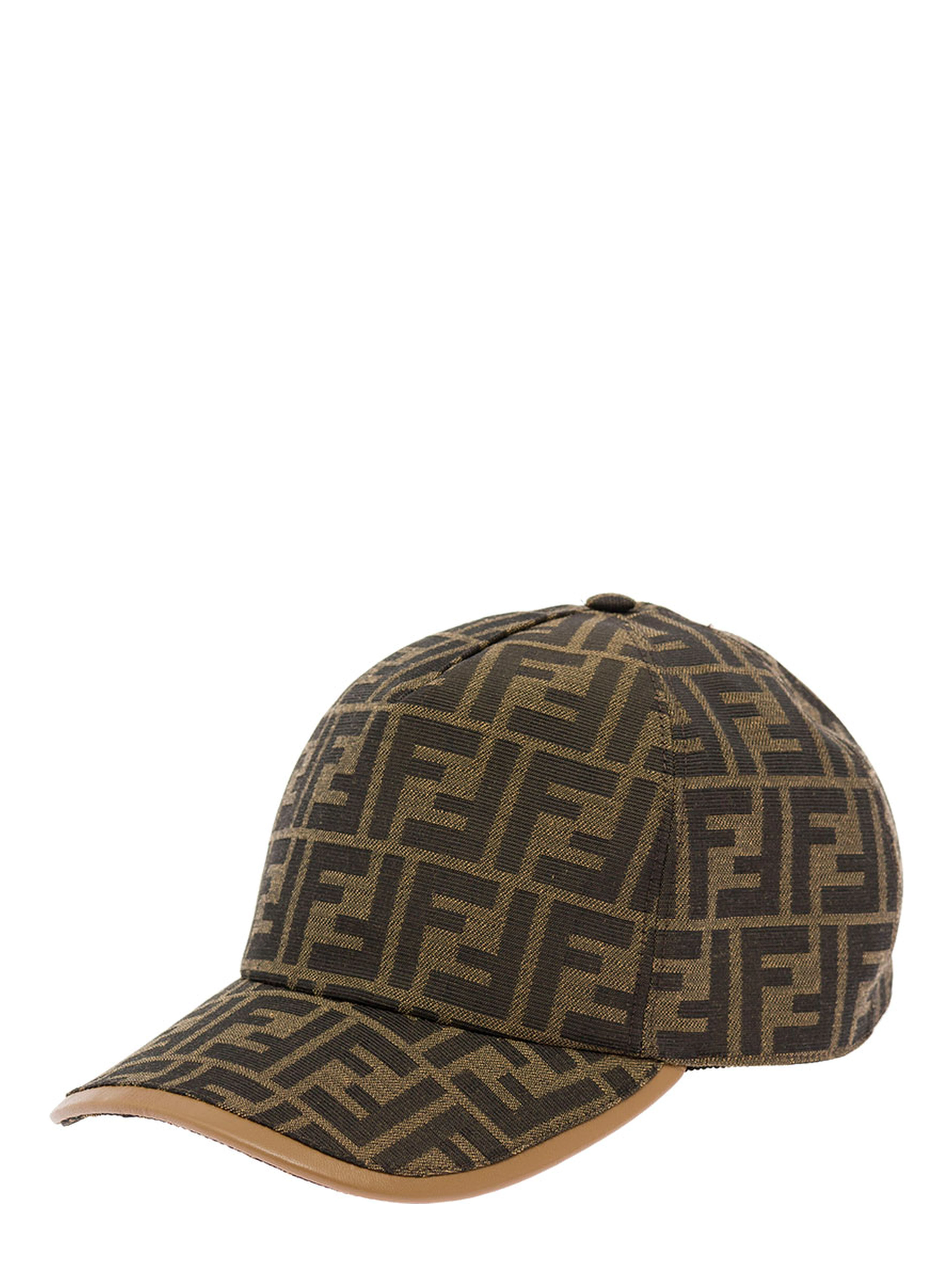 Baseball Hat with FF All-Over Motif in Cotton Blend Brown Men