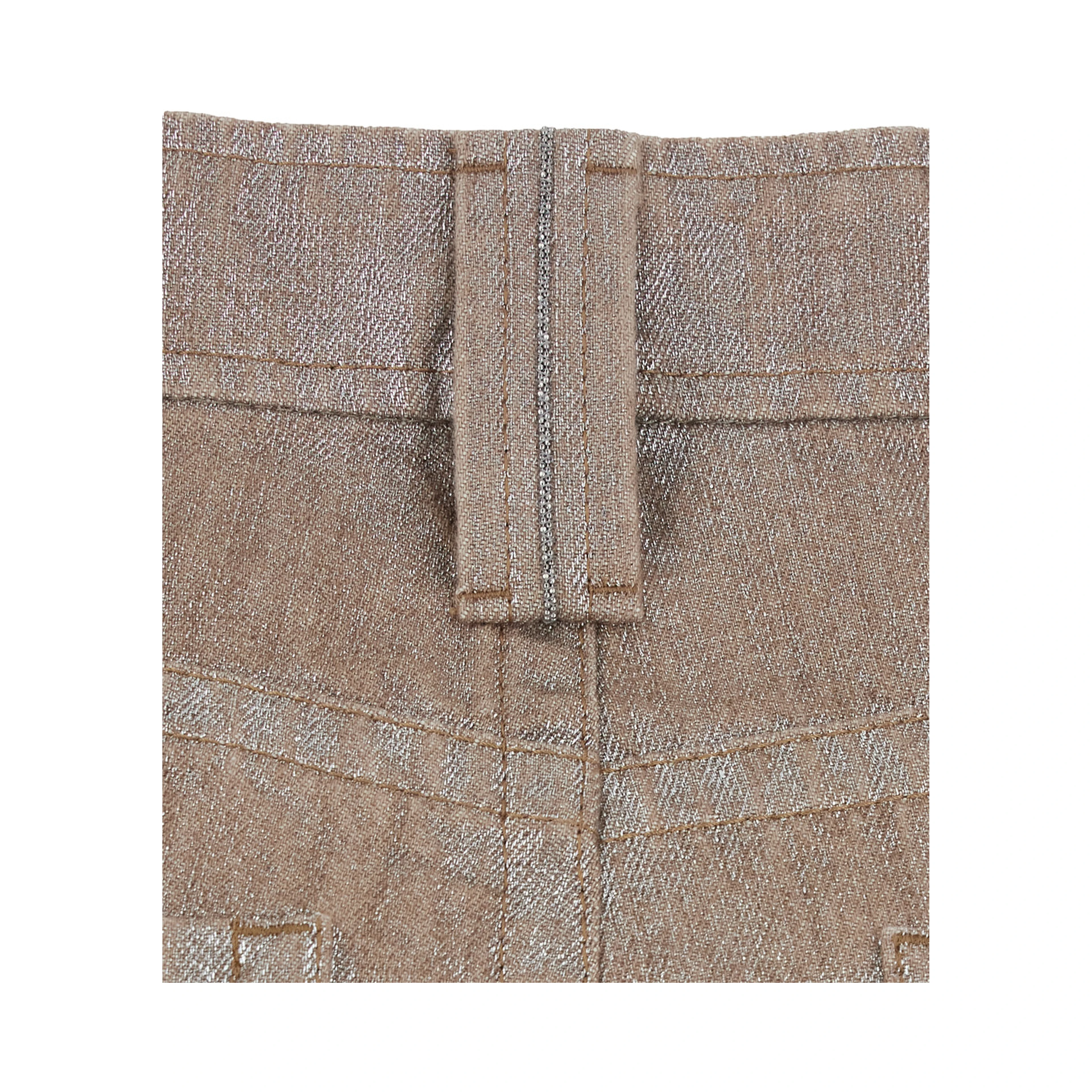 Beige jeans with faded effect and logo patch on the back in denim for women