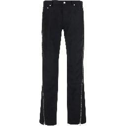 Vega black Pants with openable side zippers in wool Blend for men