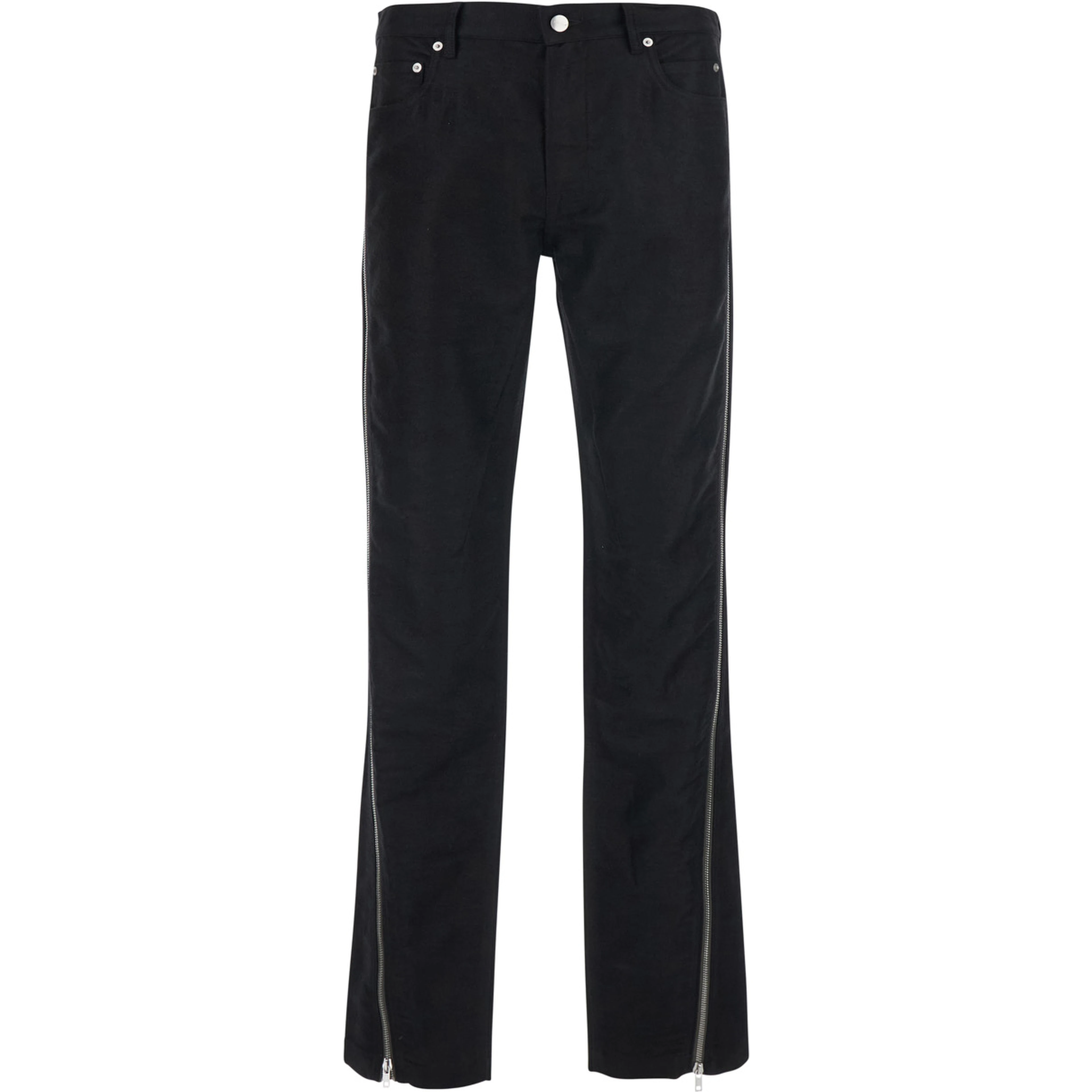 Vega black Pants with openable side zippers in wool Blend for men