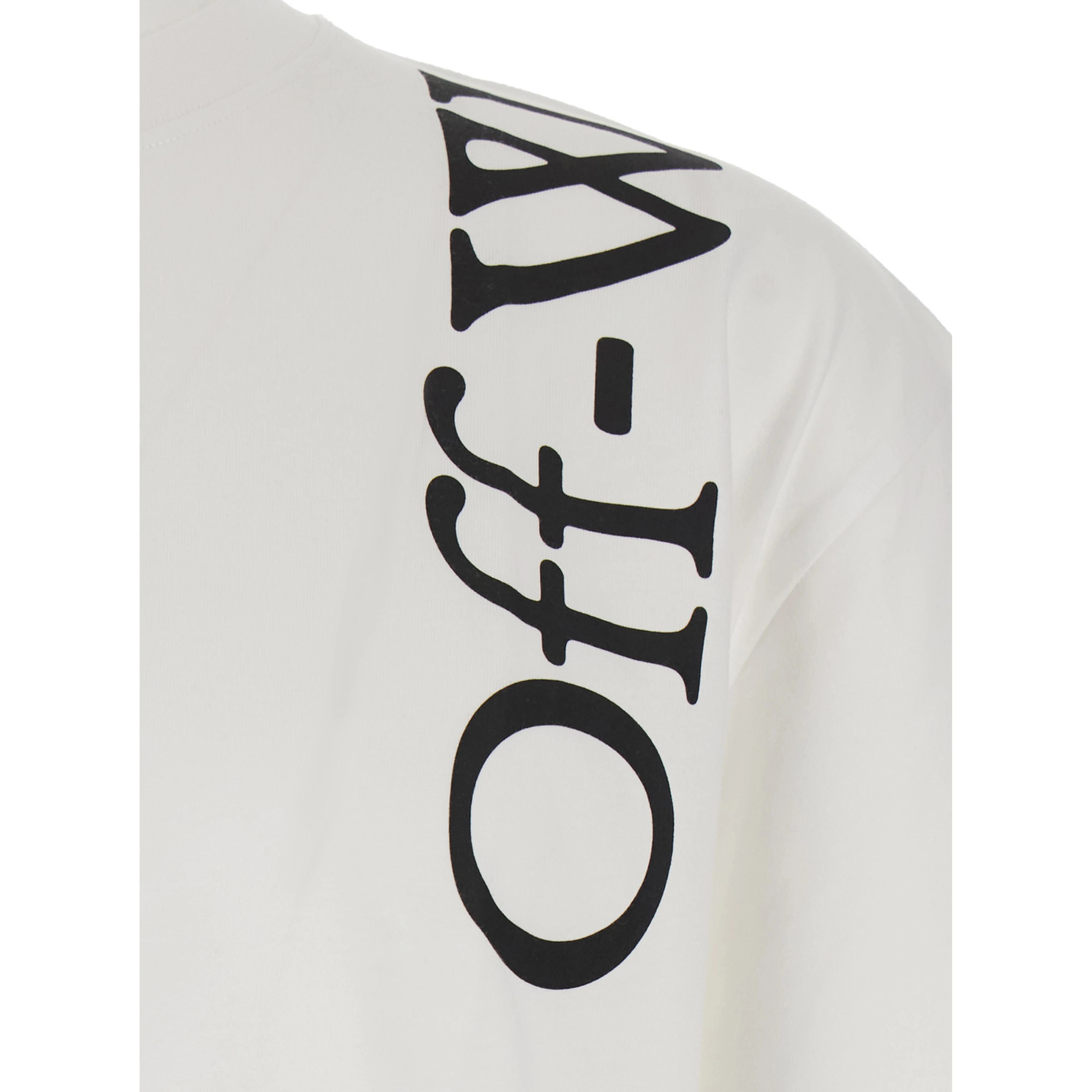 White Crew Neck T-Shirt with Logo lettering in Cotton Men