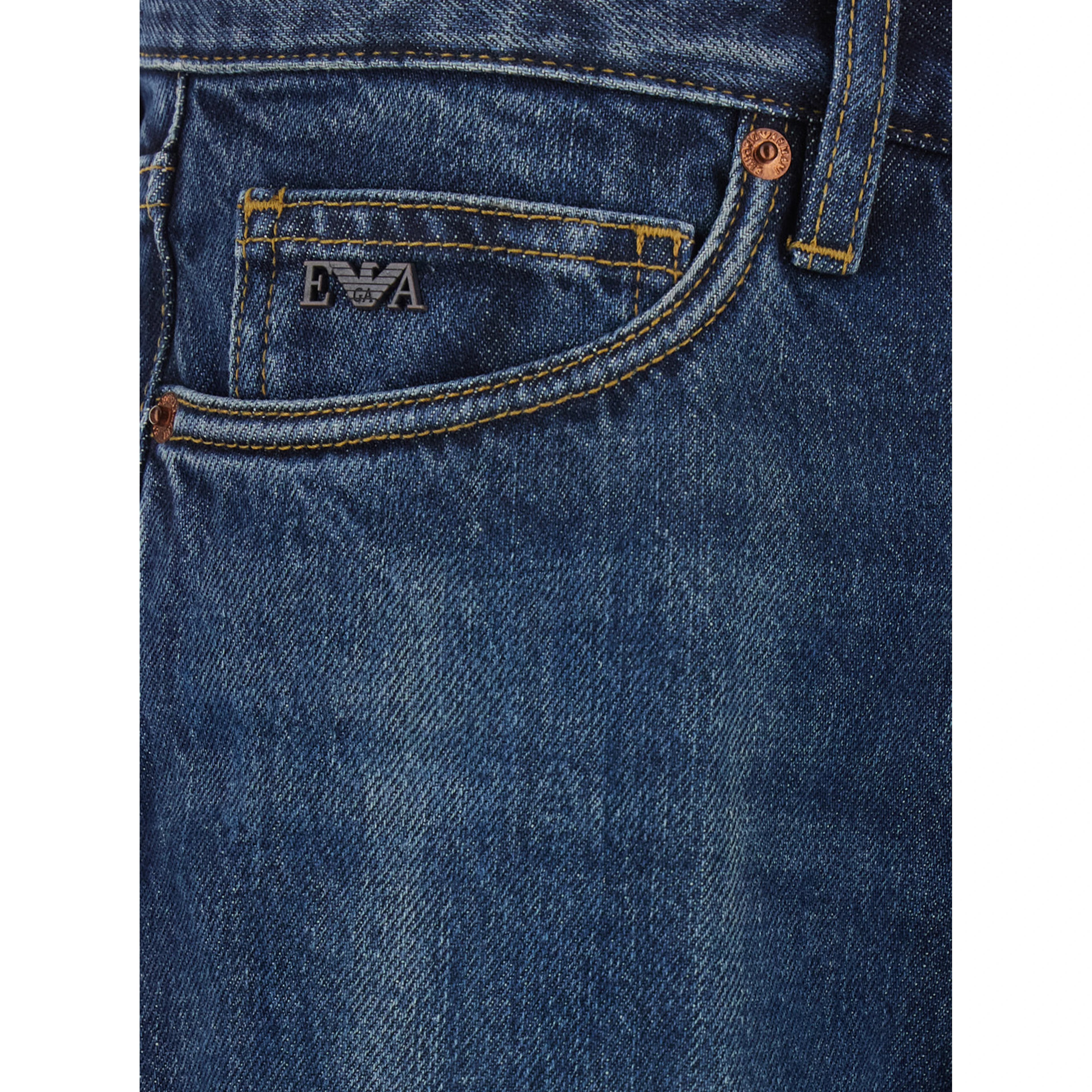 Blue Jeans with logo embroidery on the front and logo patch on the back in denim for men