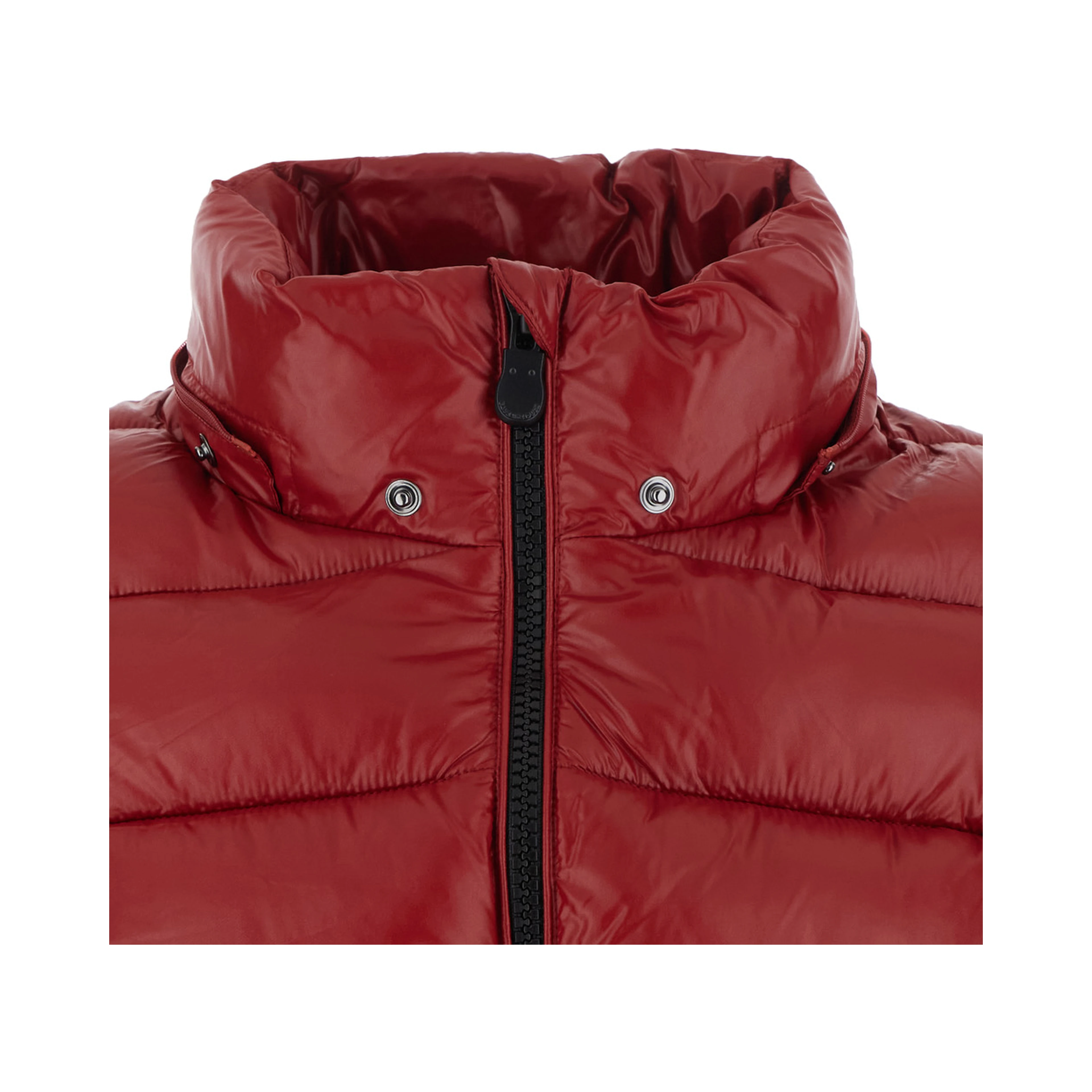Cosmary red Down jacket with hood and logo patch on the sleeve in Tech Fabric women