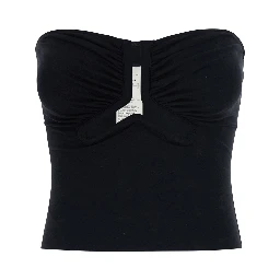 Alannah Black top with corset design and cut-out on the front in cotton blend for women